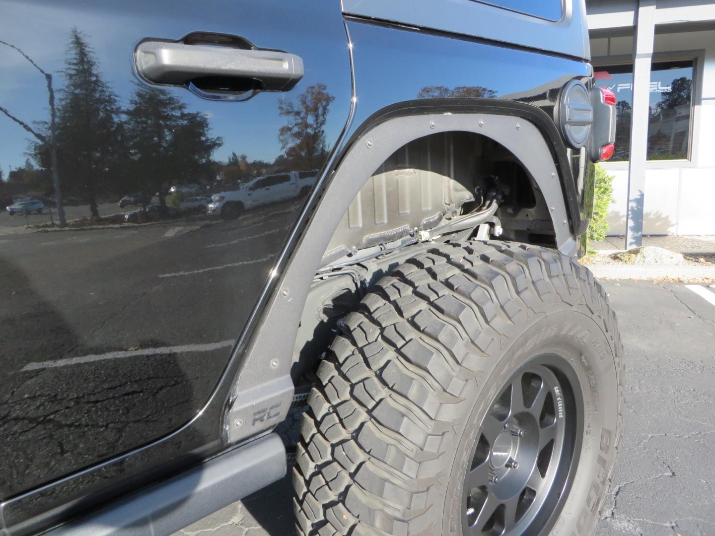 2018 BLACK /BLACK Jeep Wrangler JL Unlimited Rubicon (1C4HJXFG0JW) with an 3.6L V6 DOHC 24V engine, automatic transmission, located at 2630 Grass Valley Highway, Auburn, CA, 95603, (530) 508-5100, 38.937893, -121.095482 - JL Rubicon sitting on Teralfex suspension, Falken fast adjust shocks, Method wheels, BFG KM3 tires, Smittybilt winch, Rigid Leds, window tint, RC Fender eliminators, DV8 rear bumper, Smittybilt HD hinge kit, and a terflex spare tire relocation. - Photo#15